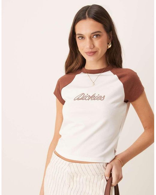Dickies White Western Rope Logo Raglan Baby Tee