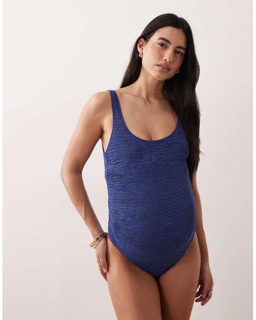 ASOS Blue Asos Design Maternity Oceana Scoop Neck Swimsuit