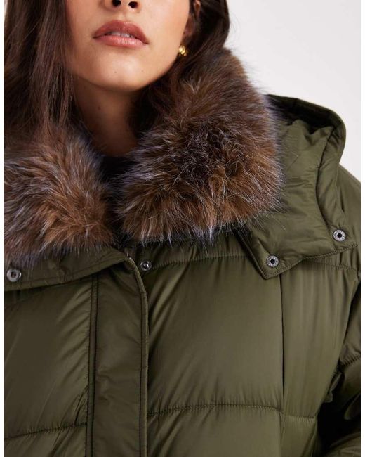 South Beach Blue Padded Jacket With Faux Fur Lined Hood