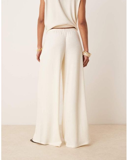 ASOS Natural Textured Knit Wide Leg Trouser