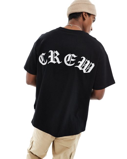 T-shirt oversize brodé à col ras du cou Sixth June pour homme en coloris Black