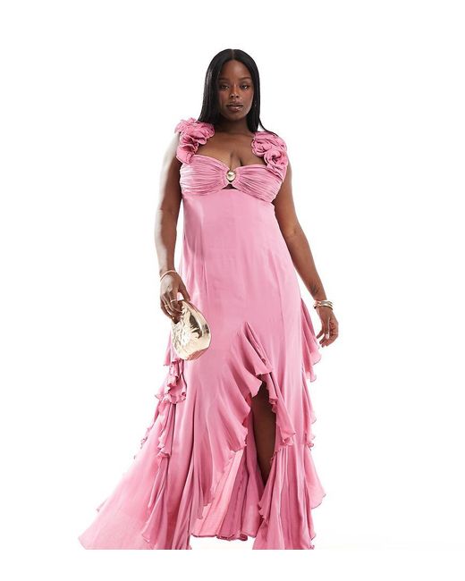 Asos ruffle maxi dress sale
