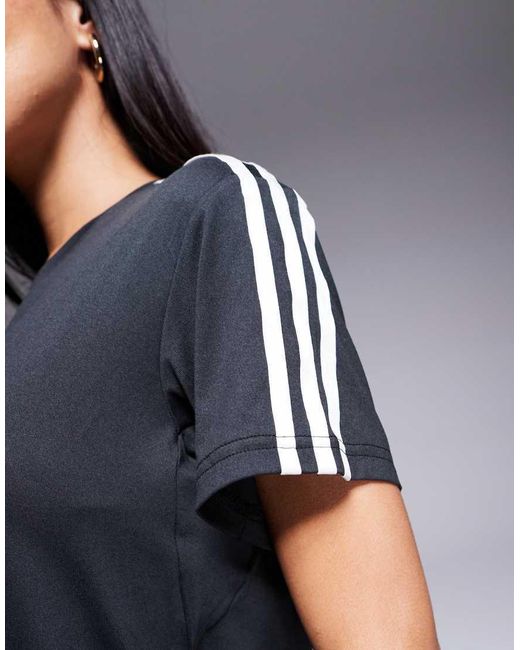 Adidas Originals Blue Adidas Training Essentials 3 Stripe T-shirt