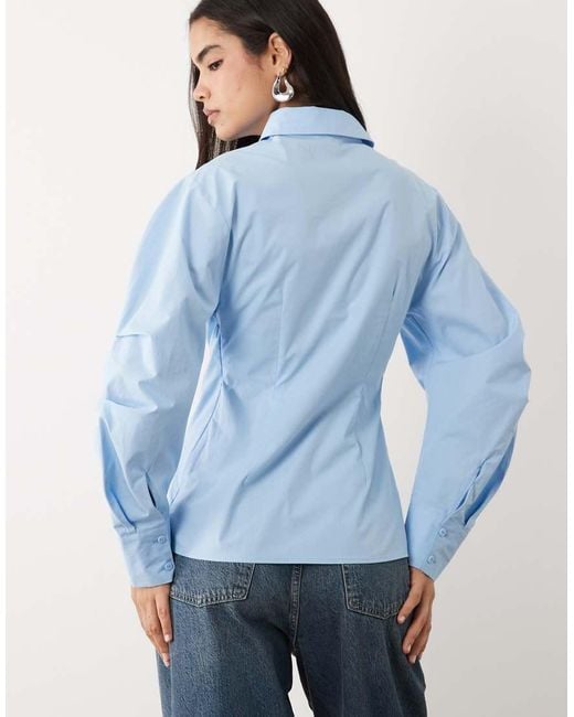 ASOS Blue Cinched Wrap Cocoon Sleeve Shirt