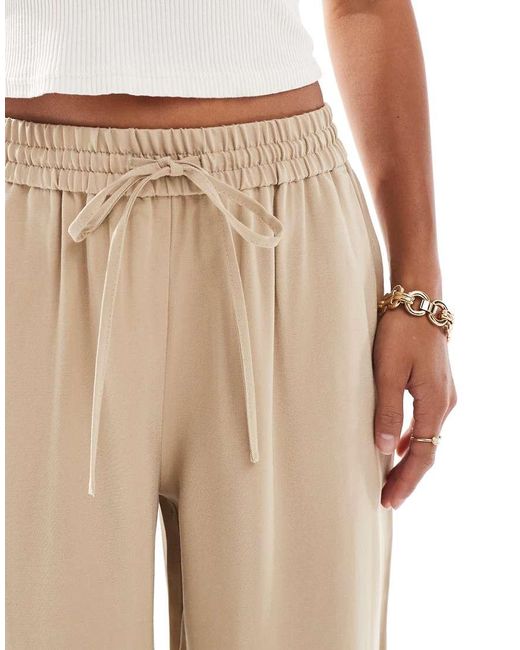 Miss Selfridge Zachte Broek Met Wijde Pijpen En Trekkoord in het Natural