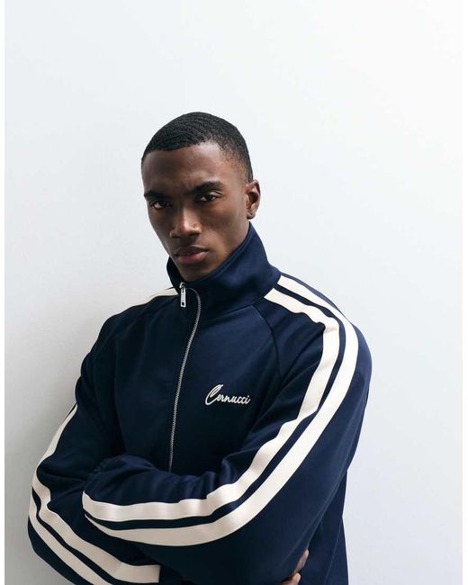 CERNUCCI Blue Taping Logo Track Jacket Co-Ord for men