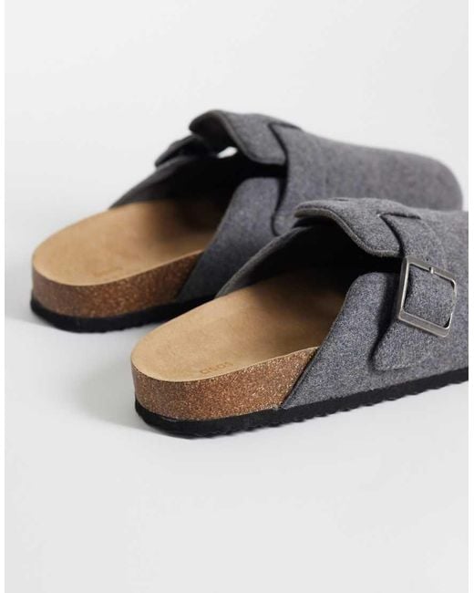 ASOS Gray Mule Sandals With Cork Sole for men