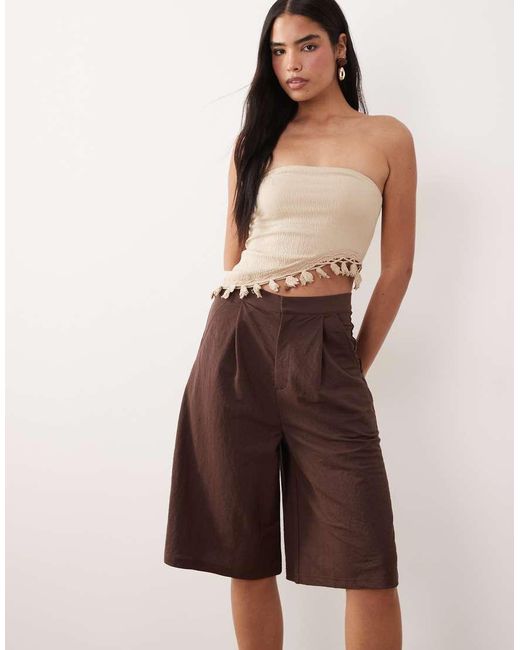 ASOS Natural Linen Look Tailored Bermuda Short