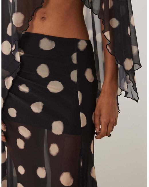 ASOS Multicolor Co-Ord Printed Mesh Maxi Skirt