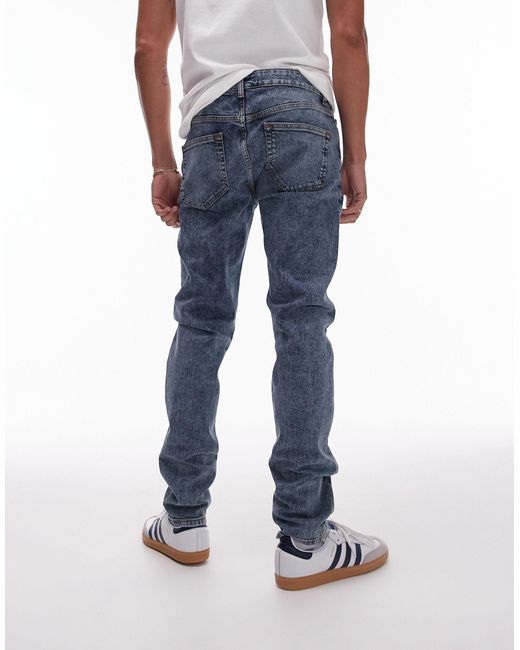 Topman – enge jeans mit vintage-waschung in Blue für Herren