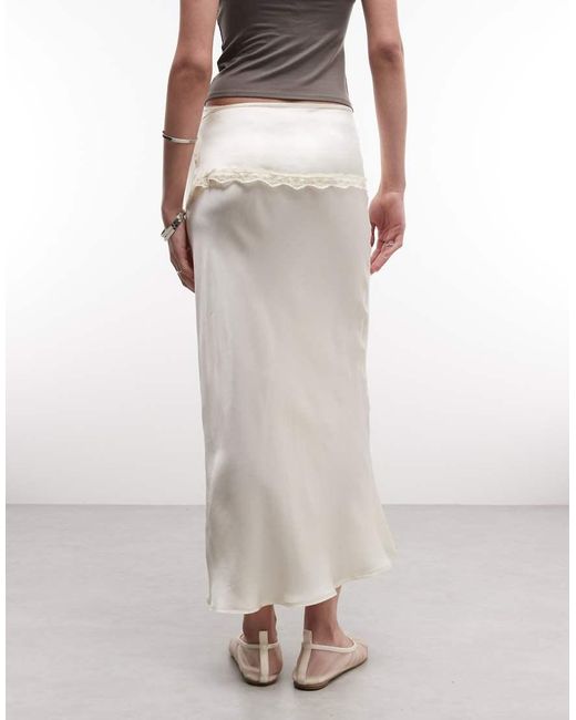Reclaimed Vintage White Satin Maxi Slip Skirt With Layered Frill