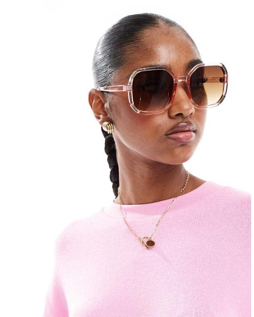 Occhiali Da Sole Oversize Rotondi E Trasparenti di A.J. Morgan in Pink