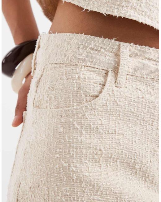ASOS Natural Textured Denim Mini Skirt