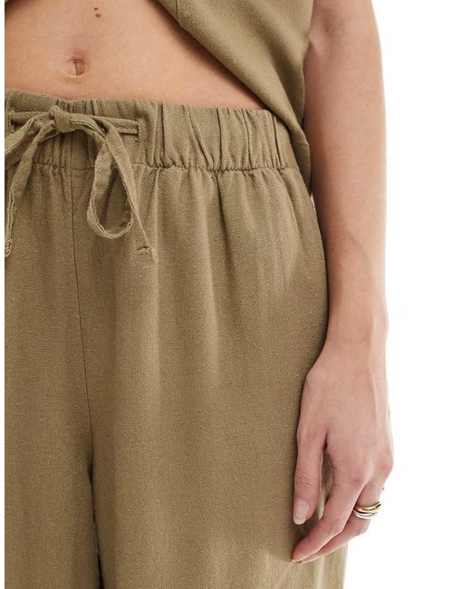 ONLY Natural Linen Mix Pull On Trousers Co-ord