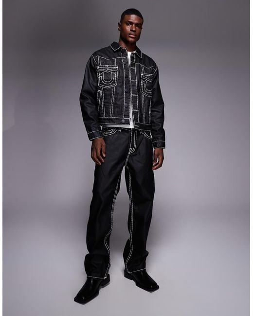 True Religion Black Bobby Baggy Flap Pocket Jeans Co-Ord for men