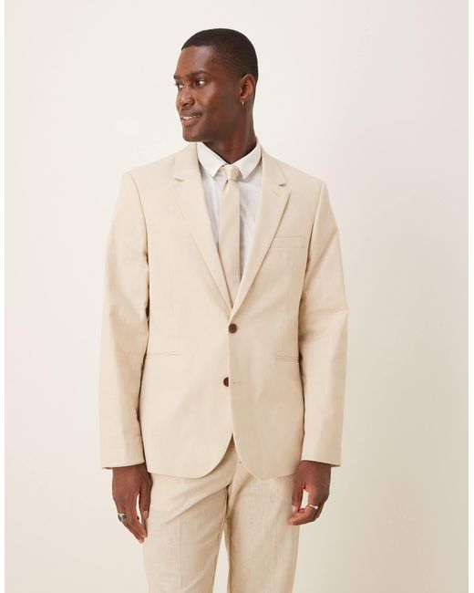 ASOS Natural Linen Look Slim Suit Jacket for men