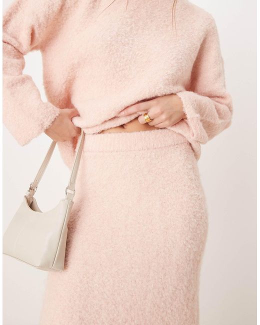 Jupe longue d'ensemble en maille ultra duveteuse - clair River Island en coloris Pink