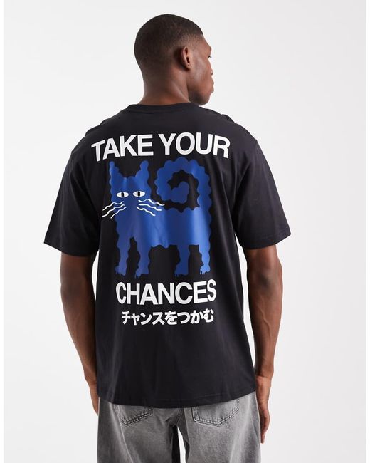 Only & Sons Blue Relaxed Fit T-shirt With Chances Back Print for men
