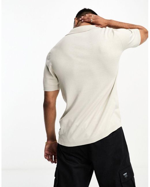 Polo De Punto En Beis De -Beis Neutro Only & Sons de hombre de color White