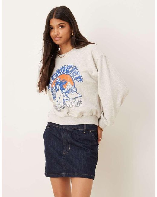 Wrangler White Cowboy Chest Print Sweatshirt