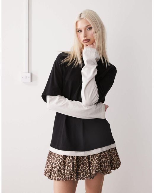 Weekday Multicolor Double Layer Effect Long Sleeve Top