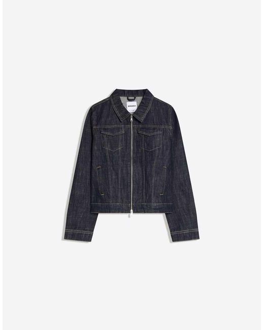 Bershka Pink Zip-up Denim Jacket