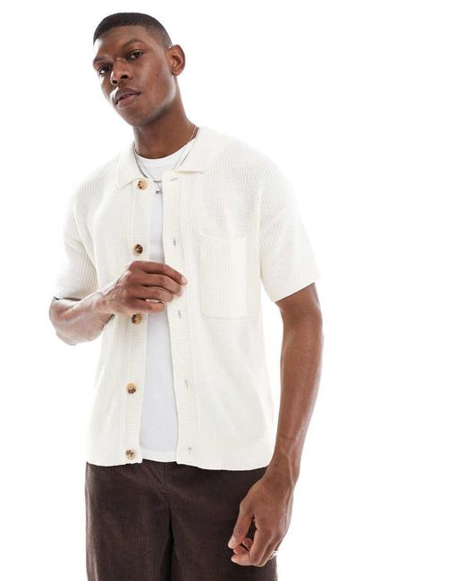New Look White Knitted Shirt for men