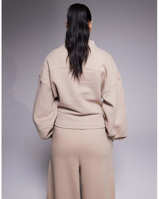 ASOS Natural Weekend Collective Co-ord Heavyweight Half Zip Rib Mix Sweat