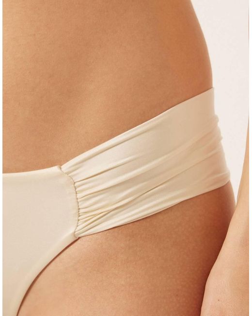 Calzedonia Brown Shiny Satin Ruched Bikini Bottoms