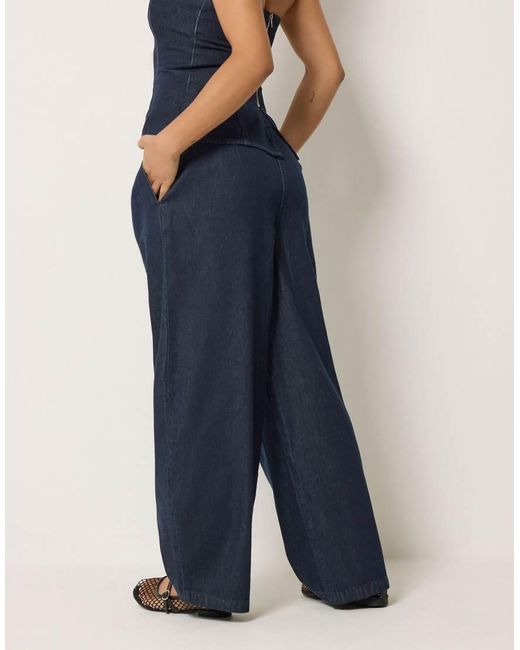 PixieGirl Blue Petite Pleated Wide Leg Jeans