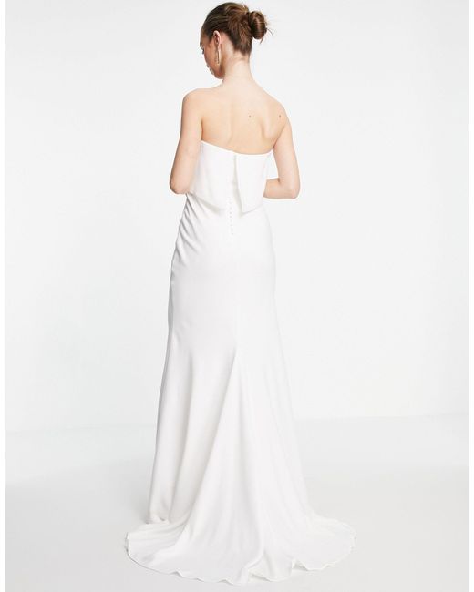 Asos Evelyn Tragerloses Hochzeitskleid Aus Satin In Weiss Lyst
