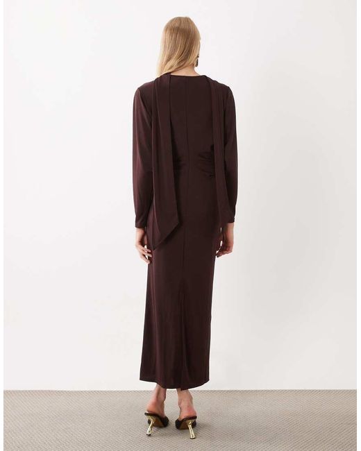 Mango Purple Knitted High Neck Midi Dress