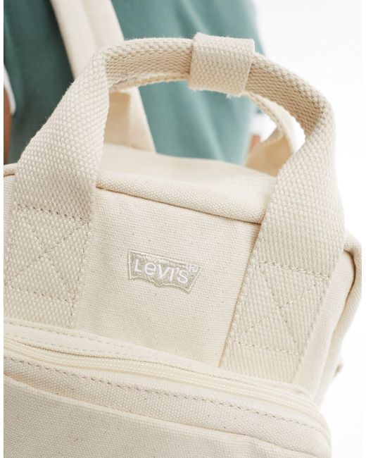 Mochila pequeña color crema con logo l-pack Levi's de color White