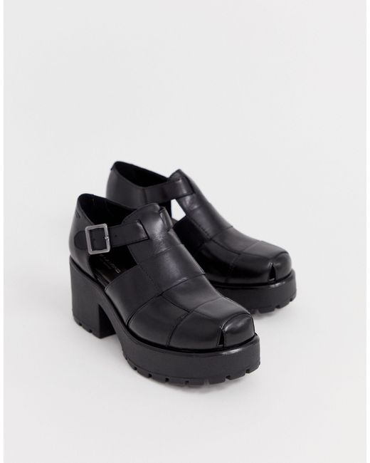 Vagabond Dioon Black Leather Chunky Heeled Shoes