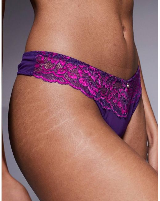 Ann Summers Purple Sexy Lace Two Tone Thong