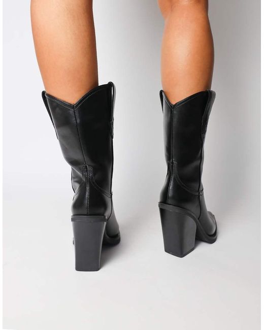 SIMMI Black Esperanza Western Saddled Ankle Boots
