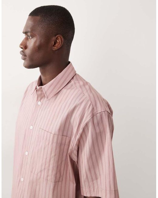 ASOS Pink Oversized Stripe Shirt for men