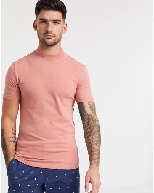 muscle fit turtleneck t shirt