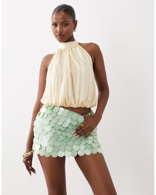 Missy Empire Green Shell Disc Sequin Mini Skirt