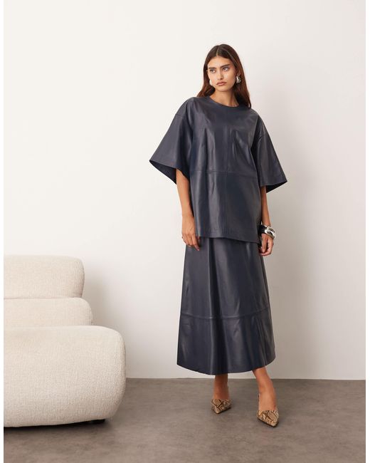 T-shirt d'ensemble en similicuir coupe carrée - marine ARRANGE en coloris Blue