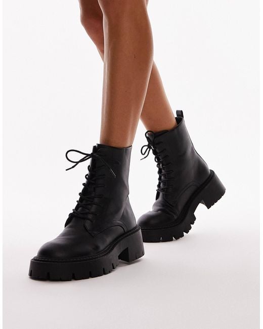 Black chunky lace boots store