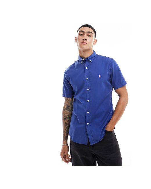 Polo Ralph Lauren Blue Icon Logo Short Sleeve Twill Shirt Slim Fit for men