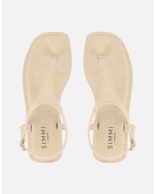 SIMMI Natural Perry Toe Thong Flat Sandals