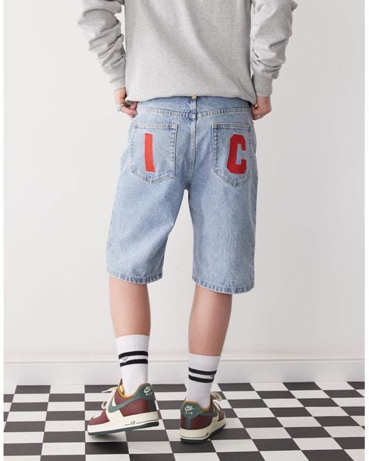 Short en jean à imprimé chien qui court - clair délavé ICECREAM pour homme en coloris White