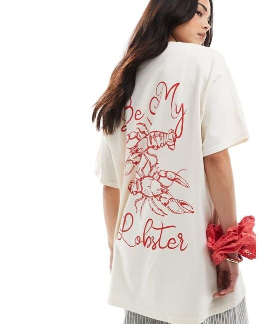 Miss Selfridge White Be My Lobster Oversized Tee