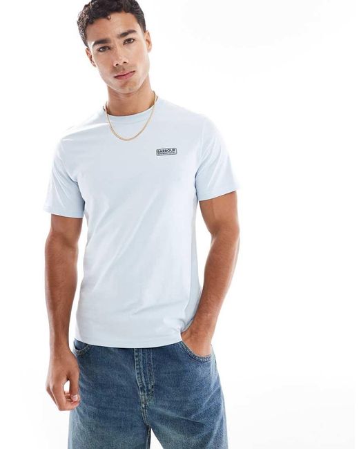 T-Shirt Azzurra Con Logo Piccolo di Barbour in Blue da Uomo