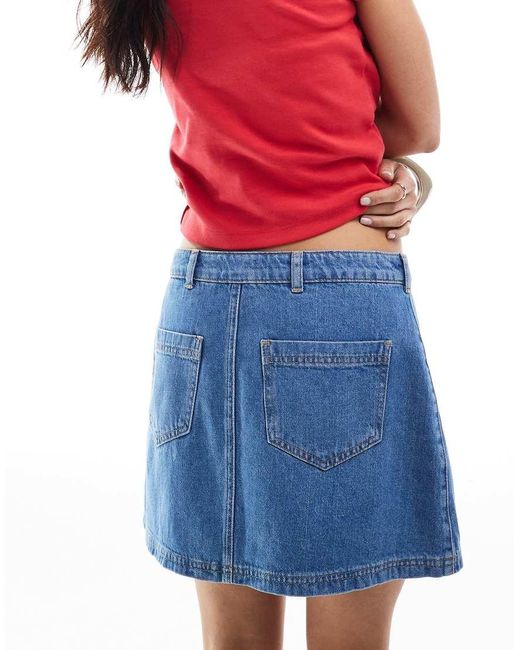 Miss Selfridge Denim Minirok Met A-Lijn in het Red