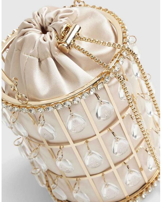 River Island Natural Diamante Cage Basket Bag