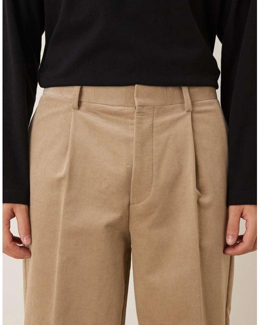 ASOS Natural Smart Oversized Tapered Pleated Pants for men