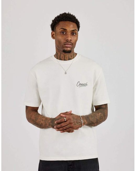 CERNUCCI White Script Back Print T-Shirt for men